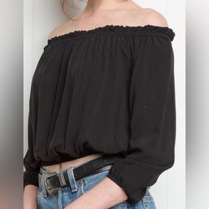 Brandy Melville black off-shoulder long sleeve crop top
